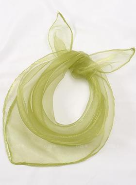 夏天纯色雪纺小丝巾护颈薄款演出舞蹈方巾糖果色纱巾防风包头丝巾