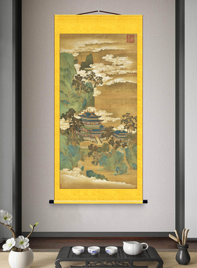 仙家堂口山水画无活物家仙装饰画堂单挂画暗堂画竖中式卷轴画定制