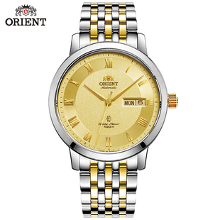 东方双狮Orient全自动原装进口正品经典间金机械男表钢带SEM7
