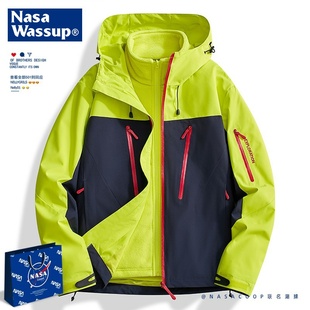 NASACOOP潮牌冲锋衣外套男春秋夹克三合一青少年初中生鸟家同款
