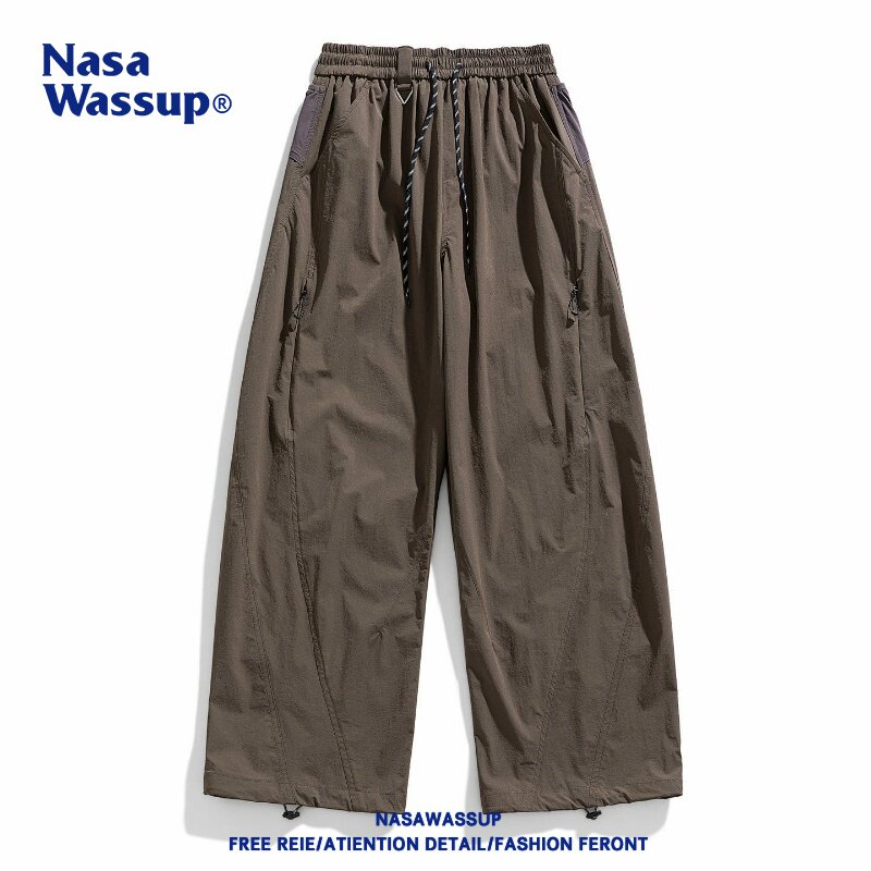 NASACOOP青少年宽松休闲裤男装2026新款春秋季百搭抽绳直筒长裤子