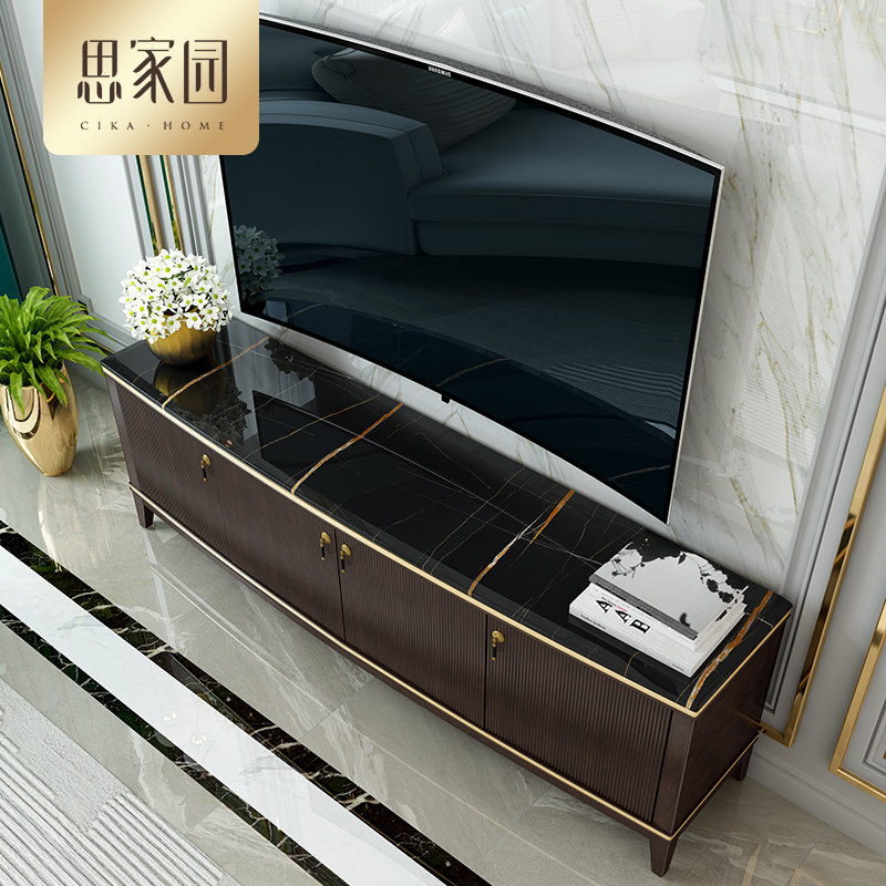 思家园 后现代美式轻奢别墅大理石电视柜茶几组合 客厅实木高地柜|msdalam kategori perabot kediaman, kabinet, kabinet TV - dari Buy2taobao.com untuk memberikan perkhidmatan ejen Taobao profesional membeli