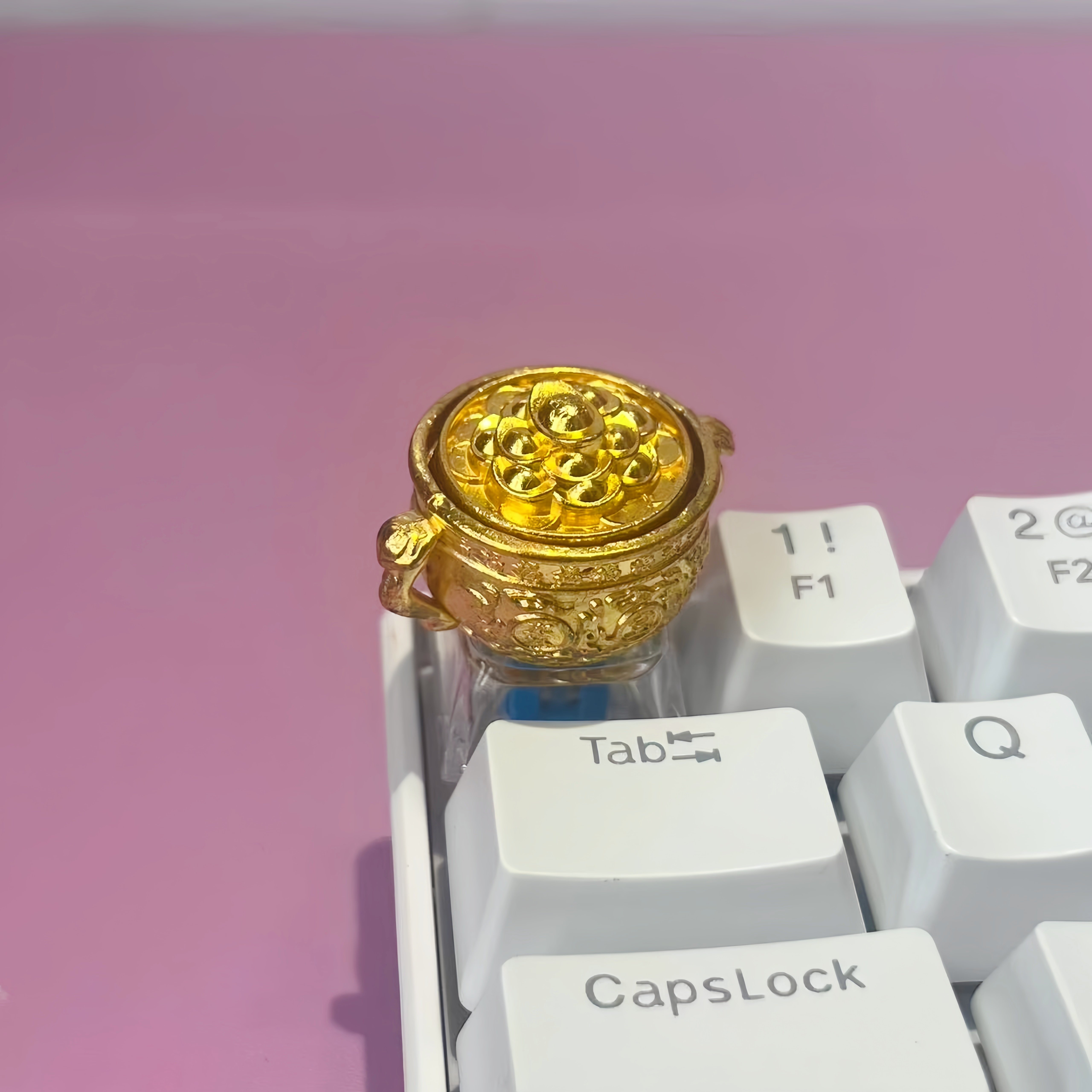 可旋转聚宝盆发财合金机械键帽