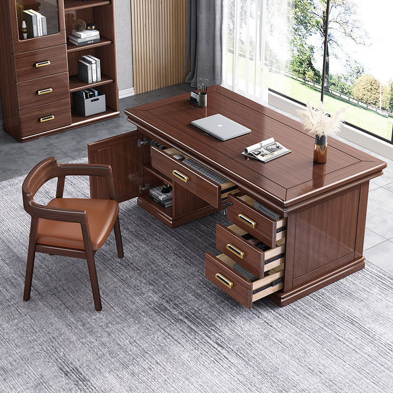新中式实木办公桌椅组合现代简约家用卧室书房台式带抽屉电脑桌,住宅家具,书桌,淘宝优惠券,粉丝福利购,淘宝优惠卷