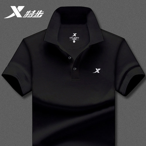 特步短袖polo衫男士夏季梭织上衣