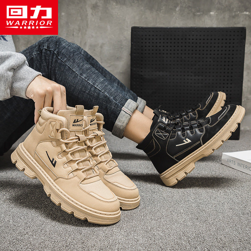 PULL BACK MENS SHOES MARTIN BOOTS MENS 2024 WINTER NEW MOTORCYCLE RETRO FLEECE CARGO BOOTS MID HIGH TOP BRITISH BOOTS