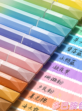 多巴胺荧光笔高颜值棱镜渐变记号笔彩色萤光笔划重点标记小学生用做笔记手账初高中生专用的ins风淡色柔系笔