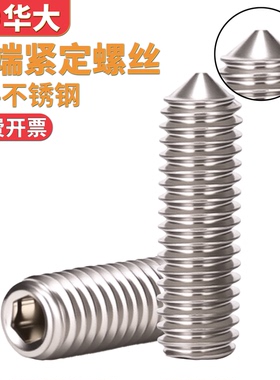 304不锈钢尖端内六角紧定螺丝机米顶丝螺钉国标GB78DIN914