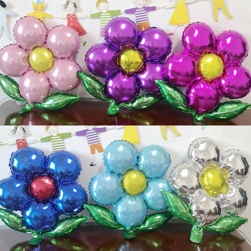 五瓣花铝膜花朵形状气球 生日背景墙装饰 幼儿园节日布置五彩花朵