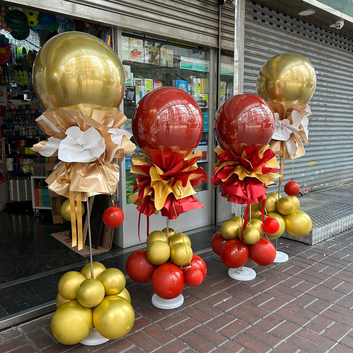 节庆门店氛围装饰地飘支架气球立柱 场景布置汽球 门店周年庆开业