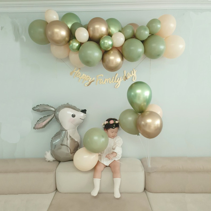DIY宝宝儿童生日肤色 牛油果气球 生日场景背景装饰气球链圆形