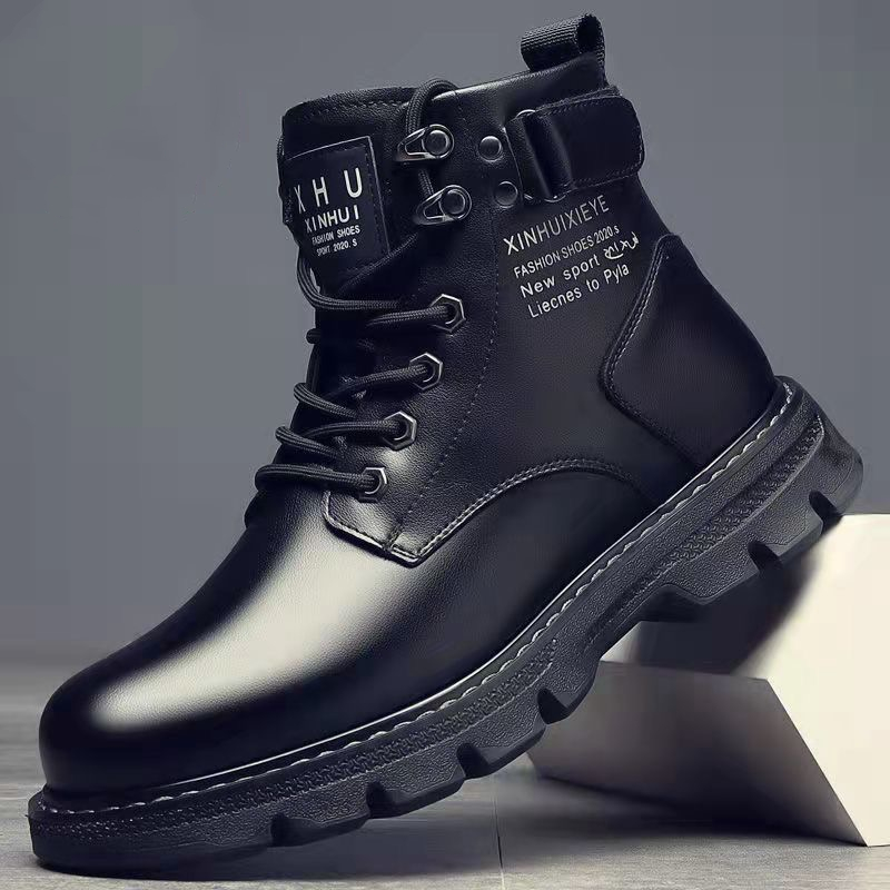 国潮马丁靴男高帮英伦风工装短靴