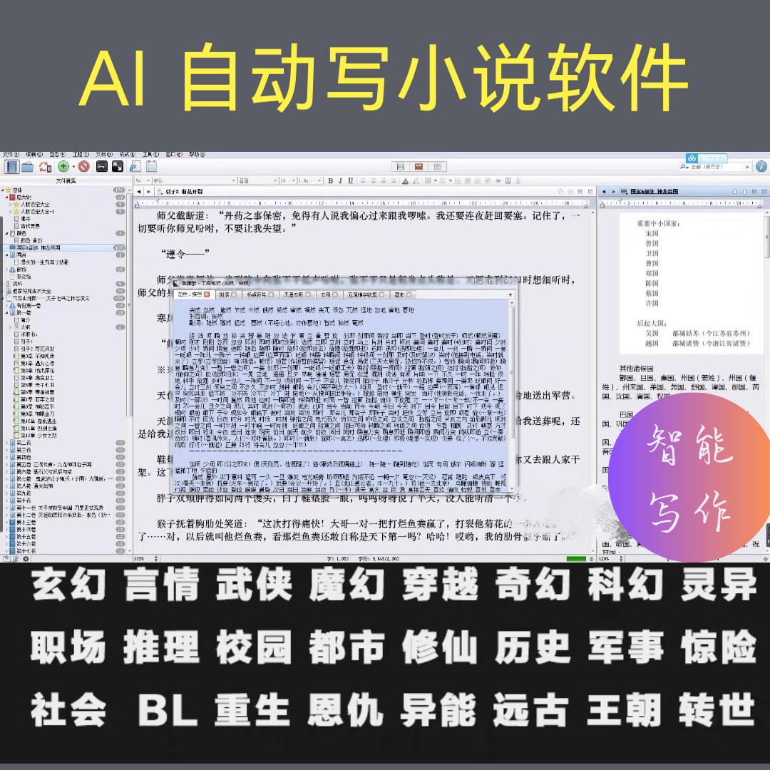 AI全自动小说写作软件,智能小说写作神器 ,专业创作专业工具