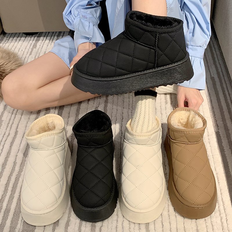 厚底棉鞋松糕雪地靴女冬防水增高