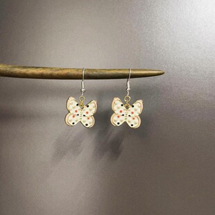 Vintage古着 butterfly耳饰 Cream