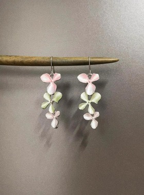 Vintage古着 Oil-dropping flowers耳饰