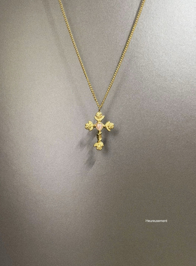 Vintage古著 French rose cross項鍊