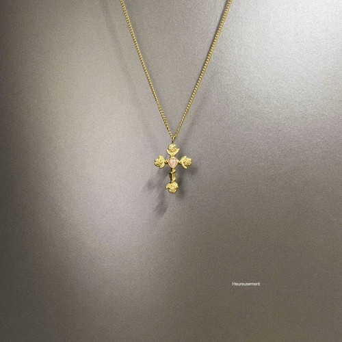 Vintage古著 French rose cross項鍊