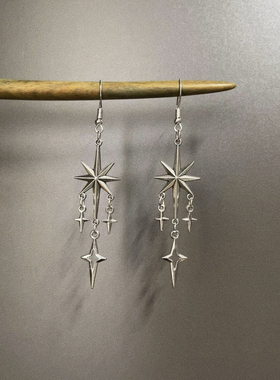 Vintage古着 Tassel cross star耳饰