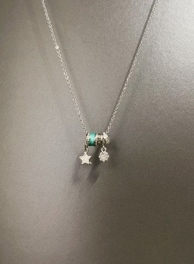 Vintage古着 Oil dripping blue ring项链