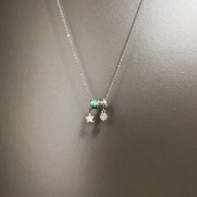 Vintage古着 Oil dripping blue ring项链