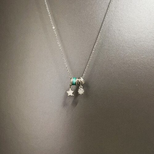 Vintage古着 Oil dripping blue ring项链