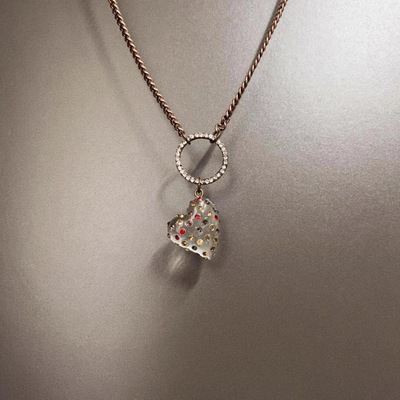 Vintage古着 Medieval peach heart项链