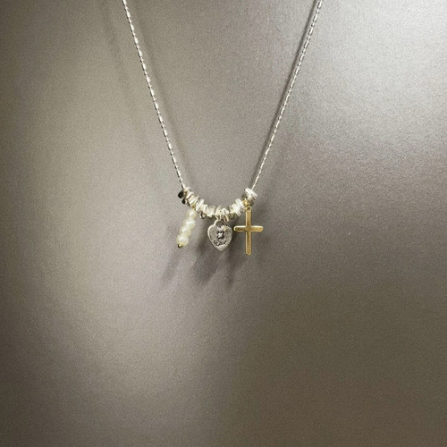 Vintage古着 Broken Silver Cross项链