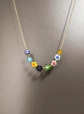 Vintage古着 Colorful daisies beads项链