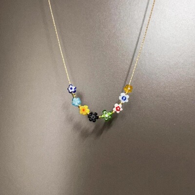 Vintage古着 Colorful daisies beads项链