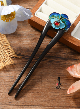 原创复古时尚国风掐丝绒花发饰
