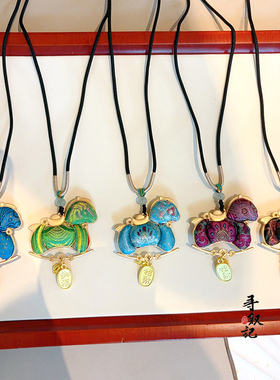 原创成品马到成功纯手工挂坠项链