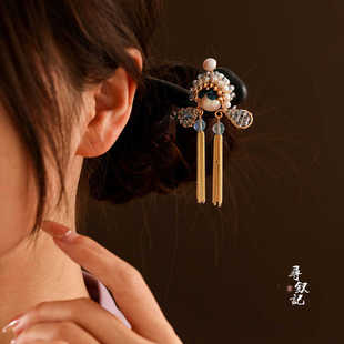 新款黑檀木发簪古风马面裙配饰国风刀马旦脸谱盘发簪子旗袍发饰女