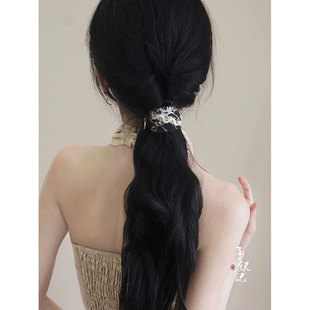 新中式水墨画平安扣流苏马尾扣国风后脑勺编发发夹高级感发饰头饰