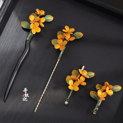 原创古风汉服缠丝檀木桂花发簪