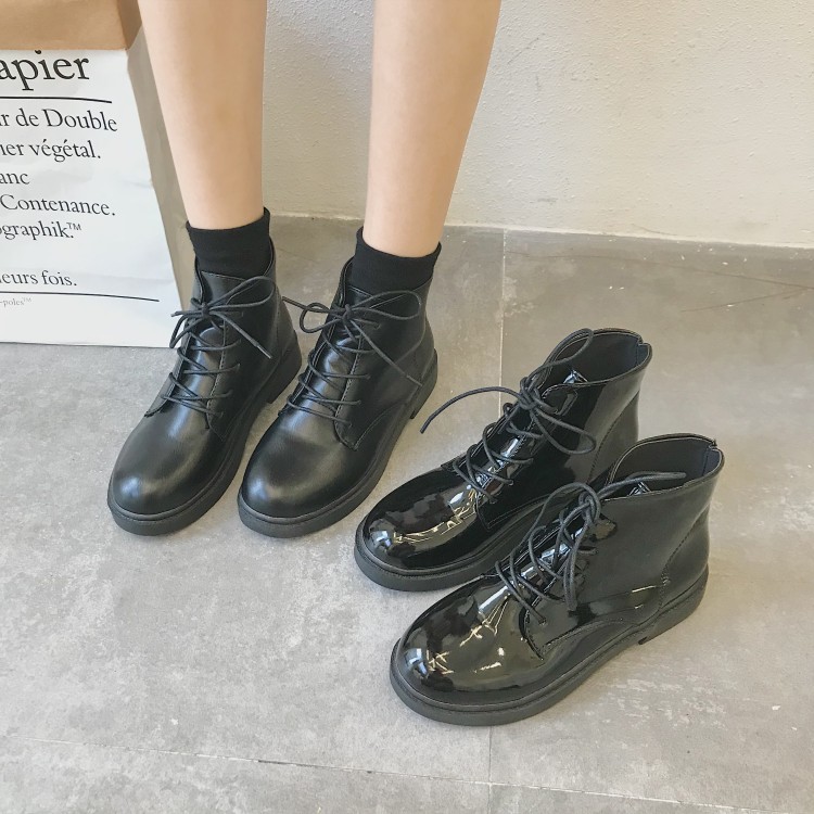 Female winter boots 2018 new pattern fashion British style Retro genuine leather Patent leather Riding boots Korean Edition Versatile Single bootsin the Women's Shoes, Boots  category - from Buy2taobao.com to provide professional Taobao agent buy service