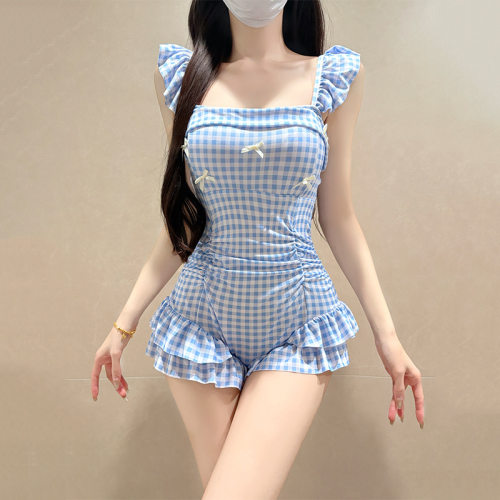 泳衣女高级感2026新款氛围感连体平角绝美少女微胖女孩遮肉小个子