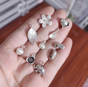 泰国清迈手工银白色花朵吊坠手链项链配件材料100元包邮482 0