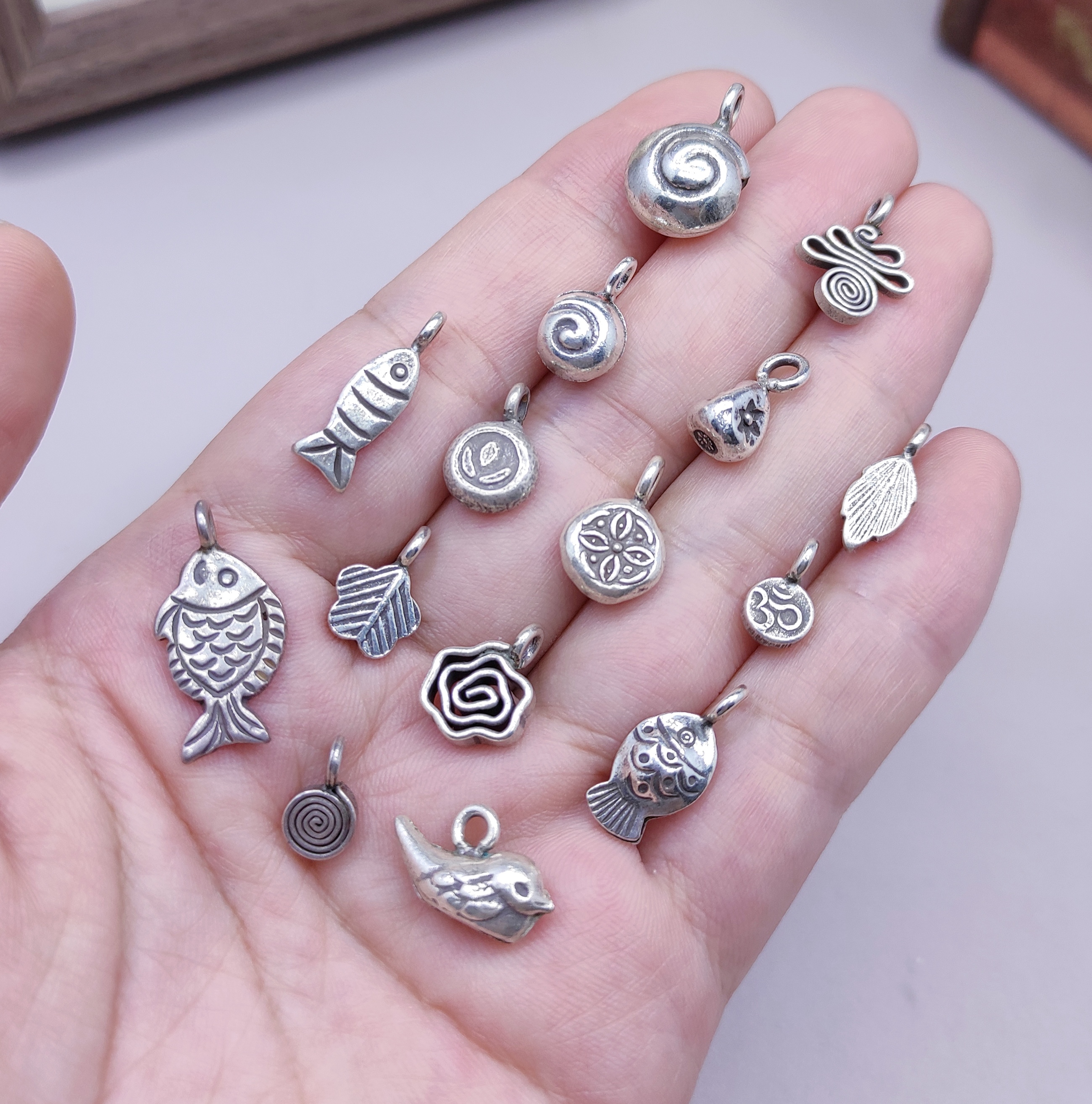 泰国清迈手工银手链项链配件吊坠玫瑰滴流diy手作材料100包邮5793