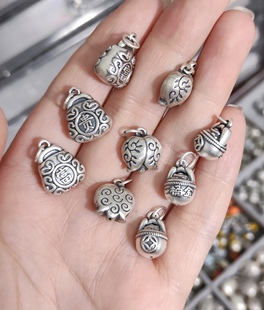 196 S999足银一桶金钱袋滴溜吊坠diy手链项链配饰配件100元 包邮