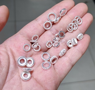 S925 999纯银白色隔片跑环盘缠diy手链项链配件100元包邮420 8
