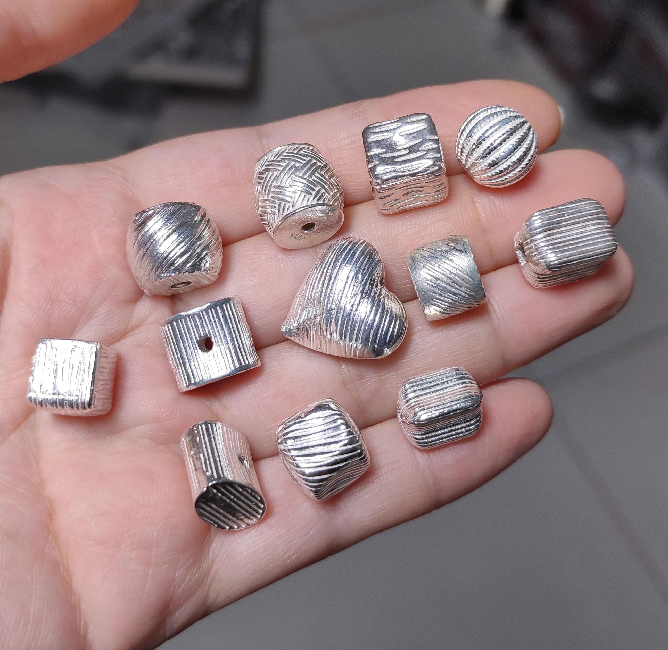 S925纯银手工银白色手链项链配件diy材料配饰散珠100元包邮325