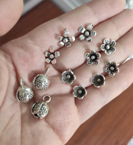 泰国清迈手工银花朵吊坠diy配件手链项链材料100元包邮110 8