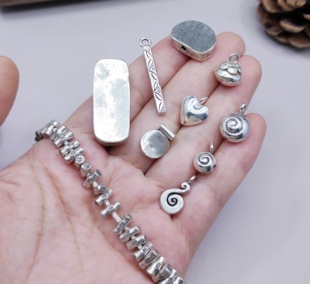 泰国清迈手工银蜗牛手链项链配件吊坠diy手作材料100元包邮588 0