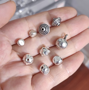 437 泰国清迈手工银手链项链配饰飞碟diy串珠材料配件100元 包邮