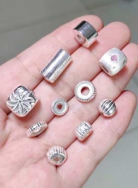 S925 999纯银白色手链项链配件diy手作材料散珠100元包邮539 4