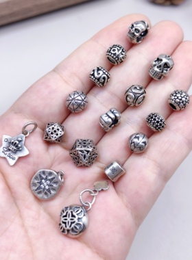 S925纯银骷髅星星手链项链配件diy手作串珠材料120元包邮737 3