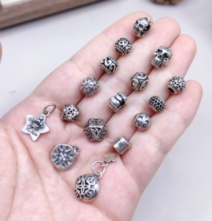 737 包邮 S925纯银骷髅星星手链项链配件diy手作串珠材料120元