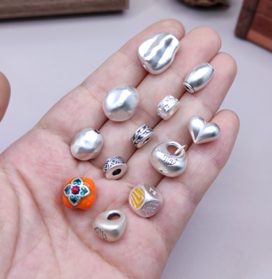 S999足银屁桃柿子手链项链配件diy手作材料散珠100元包邮664 4