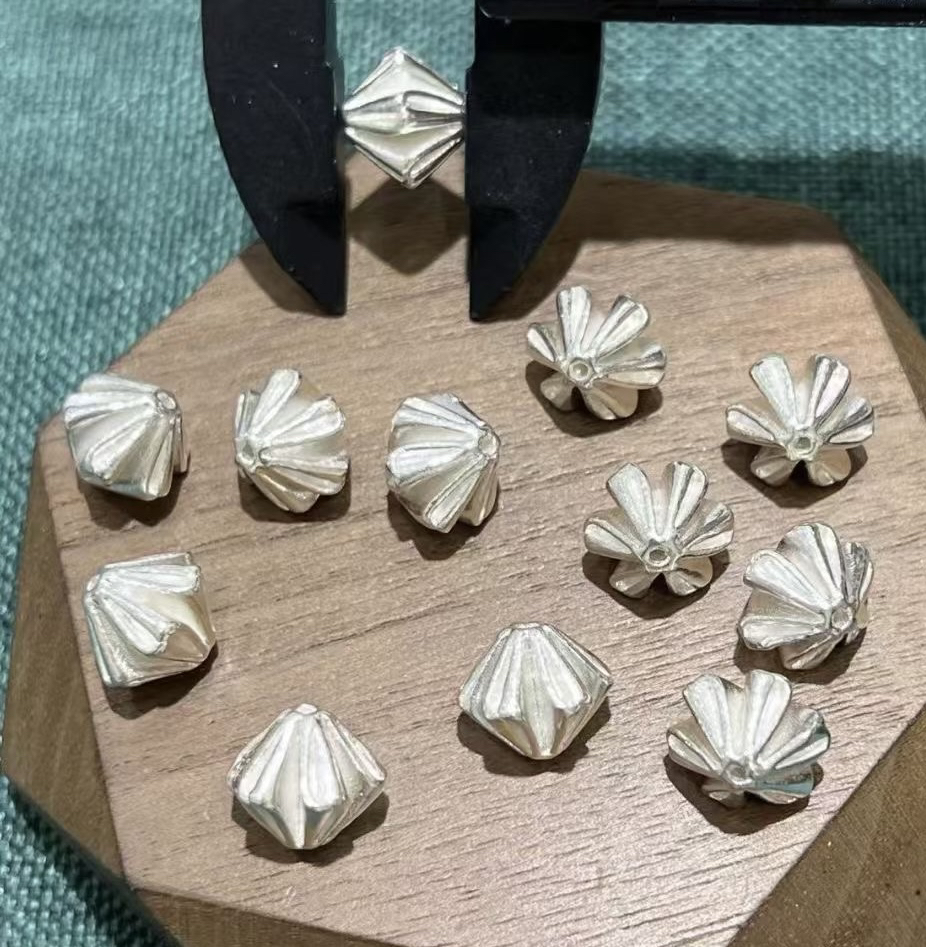 S925纯银精工白色折纸手链项链配件diy手作串珠配饰材料100元包邮